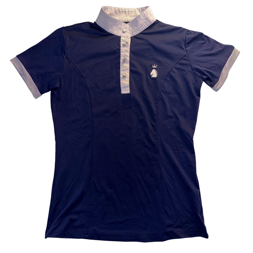 HR Farm Horse Girl Show Shirt Quick Dry Small Navy Equestrian Riding Apparel